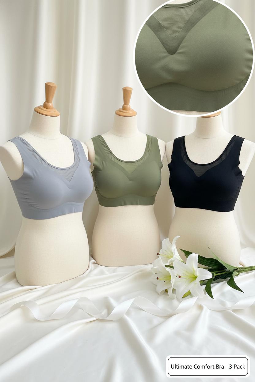 Nikita's Design Hayalet Sütyen, Crop - Siyah, gri, yeşil 3lü paket