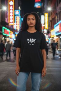 Unisex Oversize Baskılı Tişort - Dark