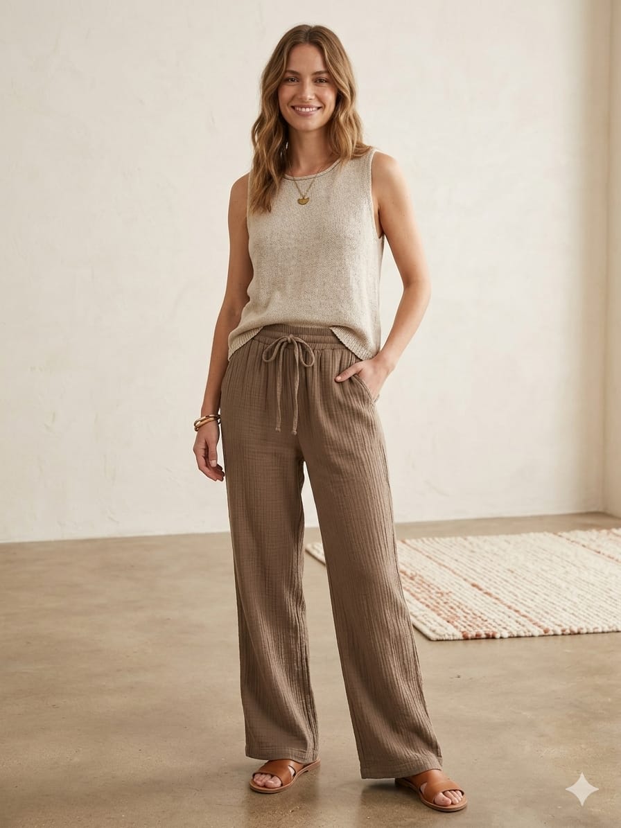 Müslin Palazzo Pantalon - Görsel 2