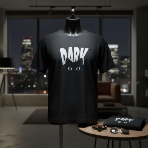 Unisex Oversize Baskılı Tişort - Siyah
